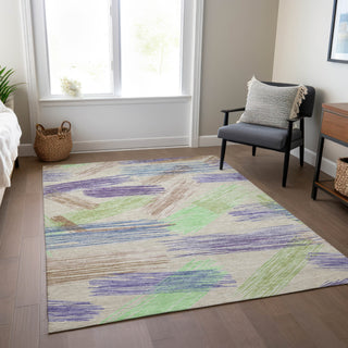 Piper Looms Chantille Stripes ACN1696 Beige Machine Washable Area Rug Lifestyle Image Feature
