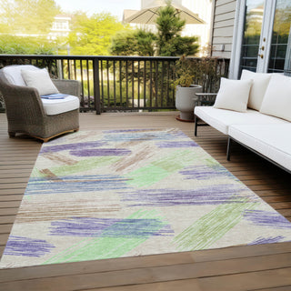 Piper Looms Chantille Stripes ACN1696 Beige Machine Washable Area Rug Outdoor Lifestyle Image Feature