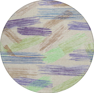 Piper Looms Chantille Stripes ACN1696 Beige Machine Washable Area Rug Round Main Image