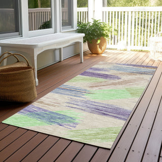 Piper Looms Chantille Stripes ACN1696 Beige Machine Washable Area Rug Runner Outdoor Lifestyle Image Feature
