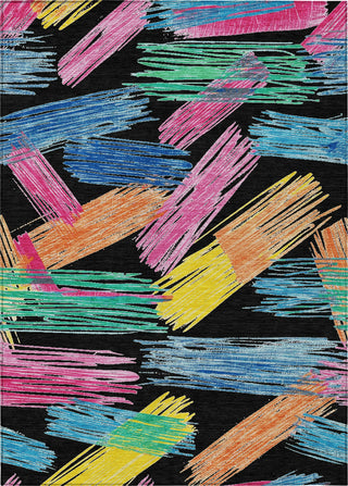Piper Looms Chantille Stripes ACN1696 Black Machine Washable Area Rug main image