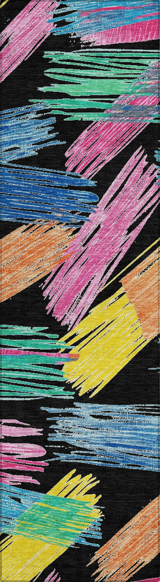 Piper Looms Chantille Stripes ACN1696 Black Machine Washable Area Rug Runner Main Image