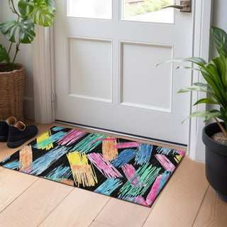 Piper Looms Chantille Stripes ACN1696 Black Machine Washable Area Rug Scatter Lifestyle Image Feature