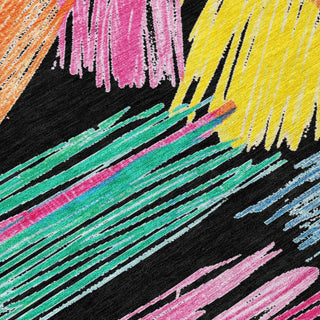 Piper Looms Chantille Stripes ACN1696 Black Machine Washable Area Rug Swatch Image