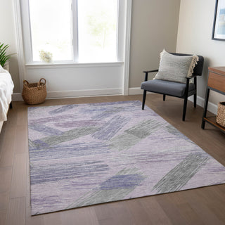 Piper Looms Chantille Stripes ACN1696 Lavender Machine Washable Area Rug Lifestyle Image Feature
