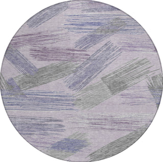 Piper Looms Chantille Stripes ACN1696 Lavender Machine Washable Area Rug Round Main Image