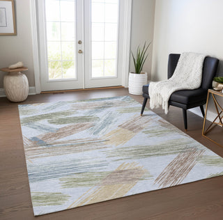 Piper Looms Chantille Stripes ACN1696 Sky Machine Washable Area Rug Lifestyle Image Feature