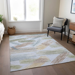 Piper Looms Chantille Stripes ACN1696 Sky Machine Washable Area Rug Lifestyle Image Feature
