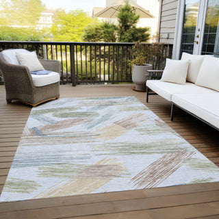 Piper Looms Chantille Stripes ACN1696 Sky Machine Washable Area Rug Outdoor Lifestyle Image Feature