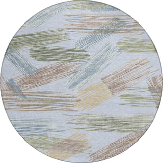 Piper Looms Chantille Stripes ACN1696 Sky Machine Washable Area Rug Round Main Image