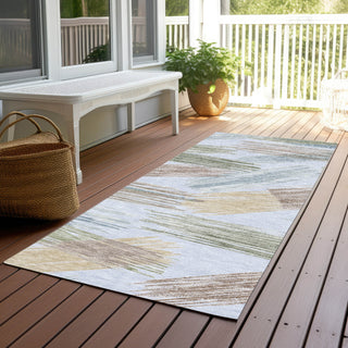 Piper Looms Chantille Stripes ACN1696 Sky Machine Washable Area Rug Runner Outdoor Lifestyle Image Feature