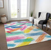 Piper Looms Chantille Stripes ACN1696 White Machine Washable Area Rug Lifestyle Image Feature
