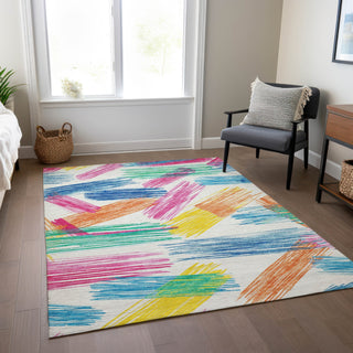 Piper Looms Chantille Stripes ACN1696 White Machine Washable Area Rug Lifestyle Image Feature