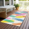 Piper Looms Chantille Stripes ACN1696 White Machine Washable Area Rug Runner Outdoor Lifestyle Image Feature