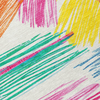 Piper Looms Chantille Stripes ACN1696 White Machine Washable Area Rug Swatch Image