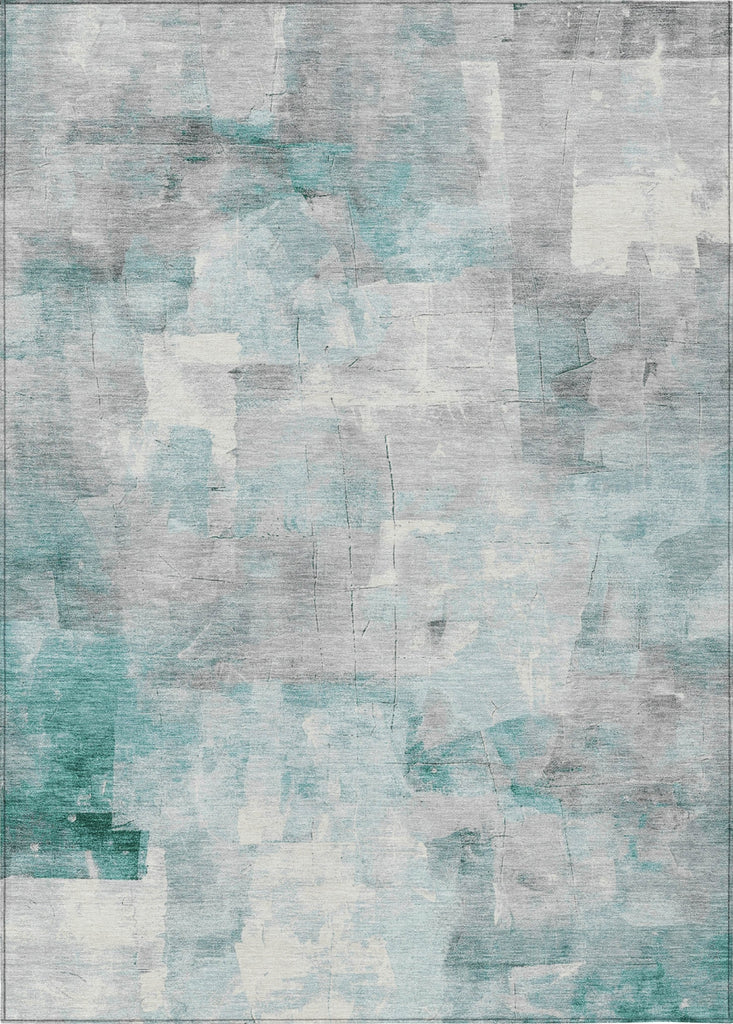 Piper Looms Chantille Blocks ACN1697 Teal Machine Washable Area Rug main image