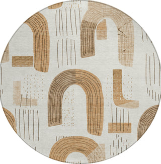 Piper Looms Chantille Geometric ACN1698 Ivory Machine Washable Area Rug Round Main Image