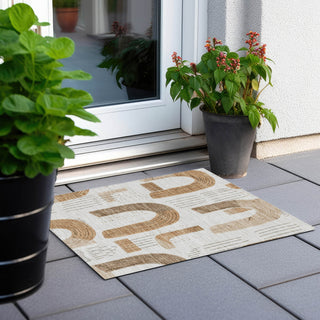 Piper Looms Chantille Geometric ACN1698 Ivory Machine Washable Area Rug Scatter Outdoor Lifestyle Image Feature