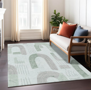 Piper Looms Chantille Geometric ACN1698 Mint Machine Washable Area Rug Lifestyle Image Feature