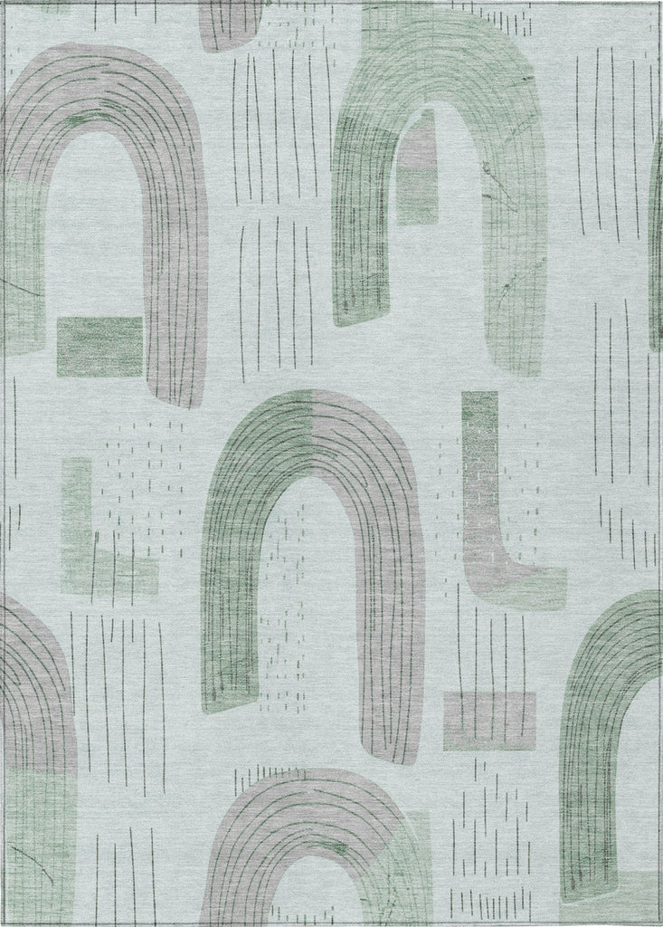 Piper Looms Chantille Geometric ACN1698 Mint Machine Washable Area Rug main image