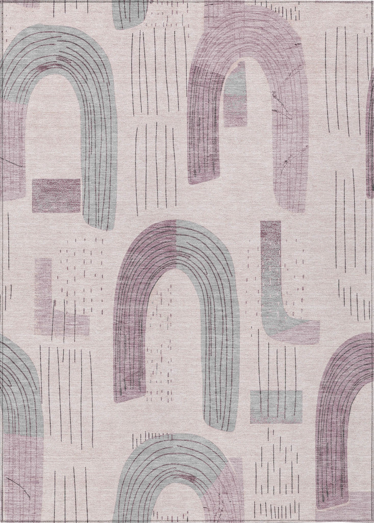 Piper Looms Chantille Geometric ACN1698 Pink Machine Washable Area Rug main image