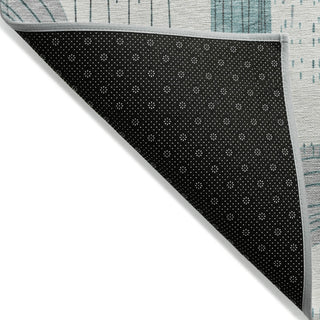 Piper Looms Chantille Geometric ACN1698 Teal Machine Washable Area Rug Backing Image