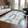 Piper Looms Chantille Geometric ACN1698 Teal Machine Washable Area Rug Lifestyle Image Feature