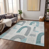 Piper Looms Chantille Geometric ACN1698 Teal Machine Washable Area Rug Lifestyle Image Feature