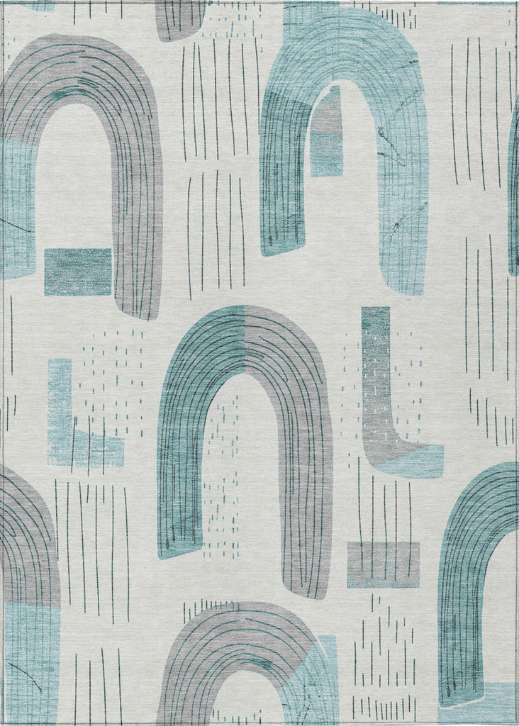 Piper Looms Chantille Geometric ACN1698 Teal Machine Washable Area Rug main image