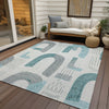 Piper Looms Chantille Geometric ACN1698 Teal Machine Washable Area Rug Outdoor Lifestyle Image Feature
