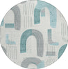 Piper Looms Chantille Geometric ACN1698 Teal Machine Washable Area Rug Round Main Image