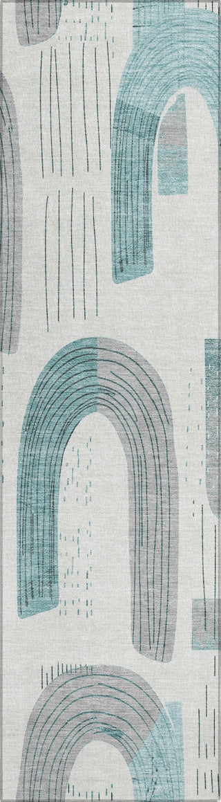 Piper Looms Chantille Geometric ACN1698 Teal Machine Washable Area Rug Runner Main Image