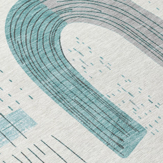 Piper Looms Chantille Geometric ACN1698 Teal Machine Washable Area Rug Swatch Image