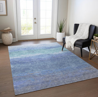 Piper Looms Chantille Stripes ACN1699 Blue Machine Washable Area Rug Lifestyle Image Feature