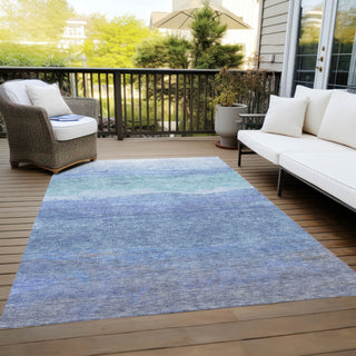 Piper Looms Chantille Stripes ACN1699 Blue Machine Washable Area Rug Outdoor Lifestyle Image Feature