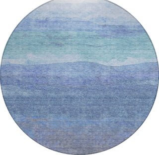 Piper Looms Chantille Stripes ACN1699 Blue Machine Washable Area Rug Round Main Image