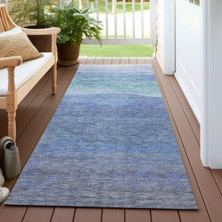 Piper Looms Chantille Stripes ACN1699 Blue Machine Washable Area Rug Runner Outdoor Lifestyle Image Feature