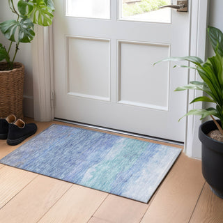 Piper Looms Chantille Stripes ACN1699 Blue Machine Washable Area Rug Scatter Lifestyle Image Feature