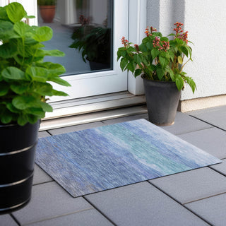 Piper Looms Chantille Stripes ACN1699 Blue Machine Washable Area Rug Scatter Outdoor Lifestyle Image Feature