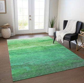 Piper Looms Chantille Stripes ACN1699 Green Machine Washable Area Rug Lifestyle Image Feature