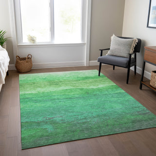 Piper Looms Chantille Stripes ACN1699 Green Machine Washable Area Rug Lifestyle Image Feature