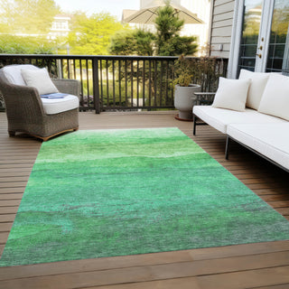 Piper Looms Chantille Stripes ACN1699 Green Machine Washable Area Rug Outdoor Lifestyle Image Feature