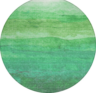 Piper Looms Chantille Stripes ACN1699 Green Machine Washable Area Rug Round Main Image