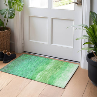 Piper Looms Chantille Stripes ACN1699 Green Machine Washable Area Rug Scatter Lifestyle Image Feature