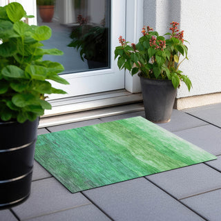 Piper Looms Chantille Stripes ACN1699 Green Machine Washable Area Rug Scatter Outdoor Lifestyle Image Feature