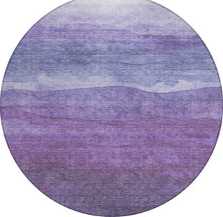 Piper Looms Chantille Stripes ACN1699 Purple Machine Washable Area Rug Round Main Image