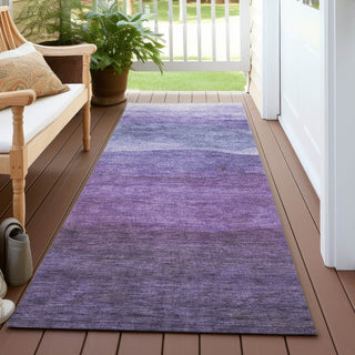 Piper Looms Chantille Stripes ACN1699 Purple Machine Washable Area Rug Runner Outdoor Lifestyle Image Feature