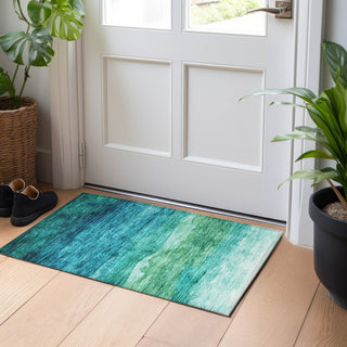 Piper Looms Chantille Stripes ACN1699 Teal Machine Washable Area Rug Scatter Lifestyle Image Feature