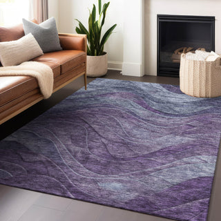 Piper Looms Chantille Swirls ACN1700 Purple Machine Washable Area Rug Lifestyle Image Feature