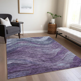 Piper Looms Chantille Swirls ACN1700 Purple Machine Washable Area Rug Lifestyle Image Feature